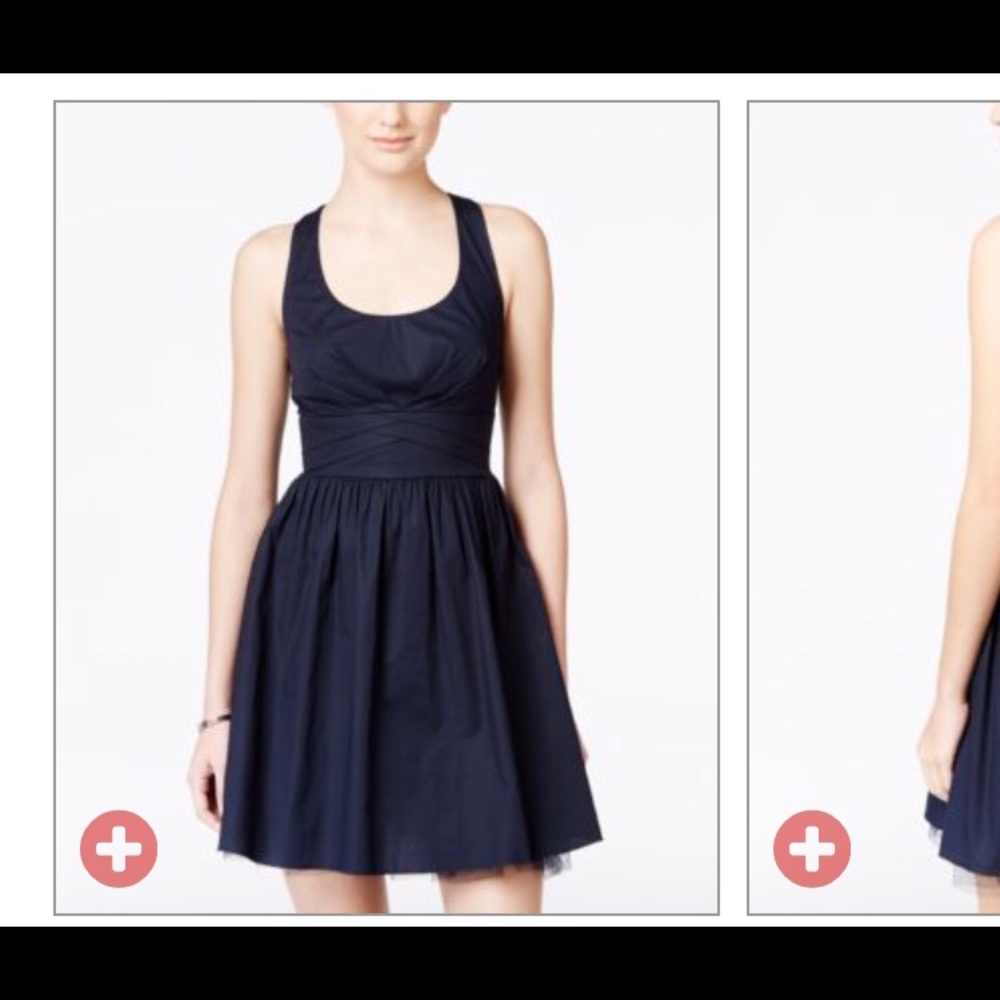 Navy dress with bow in the back
